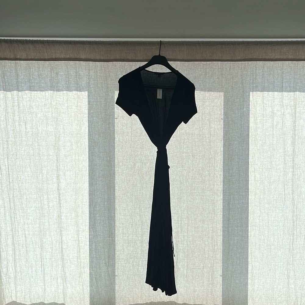 Cotton black wrap dress